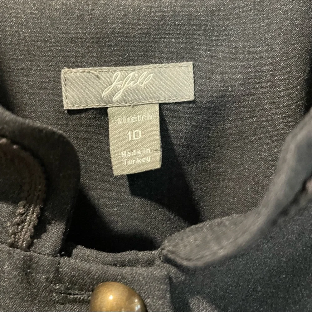 J Jill Women’s Jacket Black Size 10 Details on Collar Sleeves Cuffs Back Belt_7